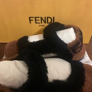 Fendi unisex fur logo sandals